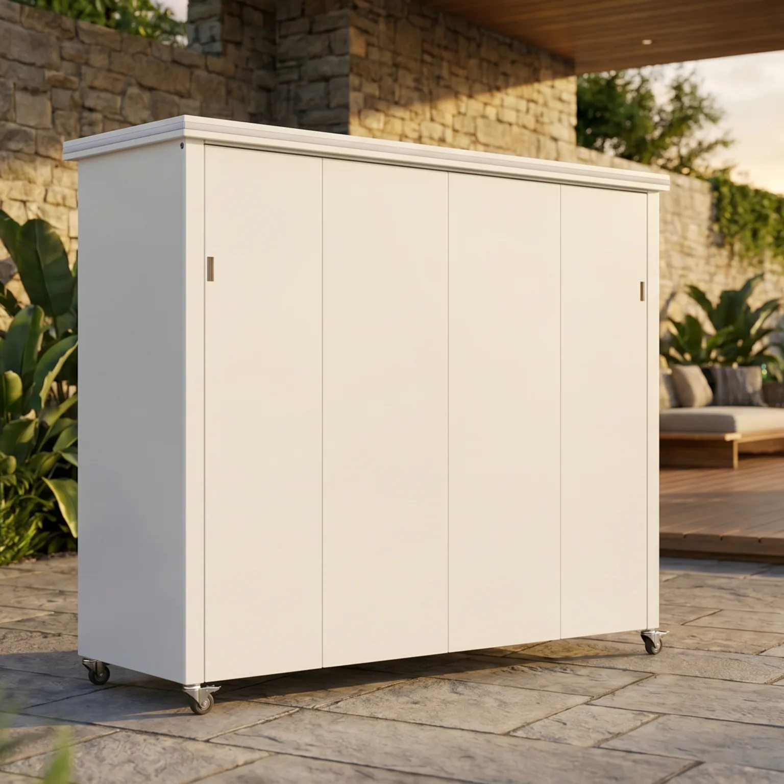 Luxury Model Outdoor Kitchen with Motorized Lift-Up Door & Triple-Fuel Grill