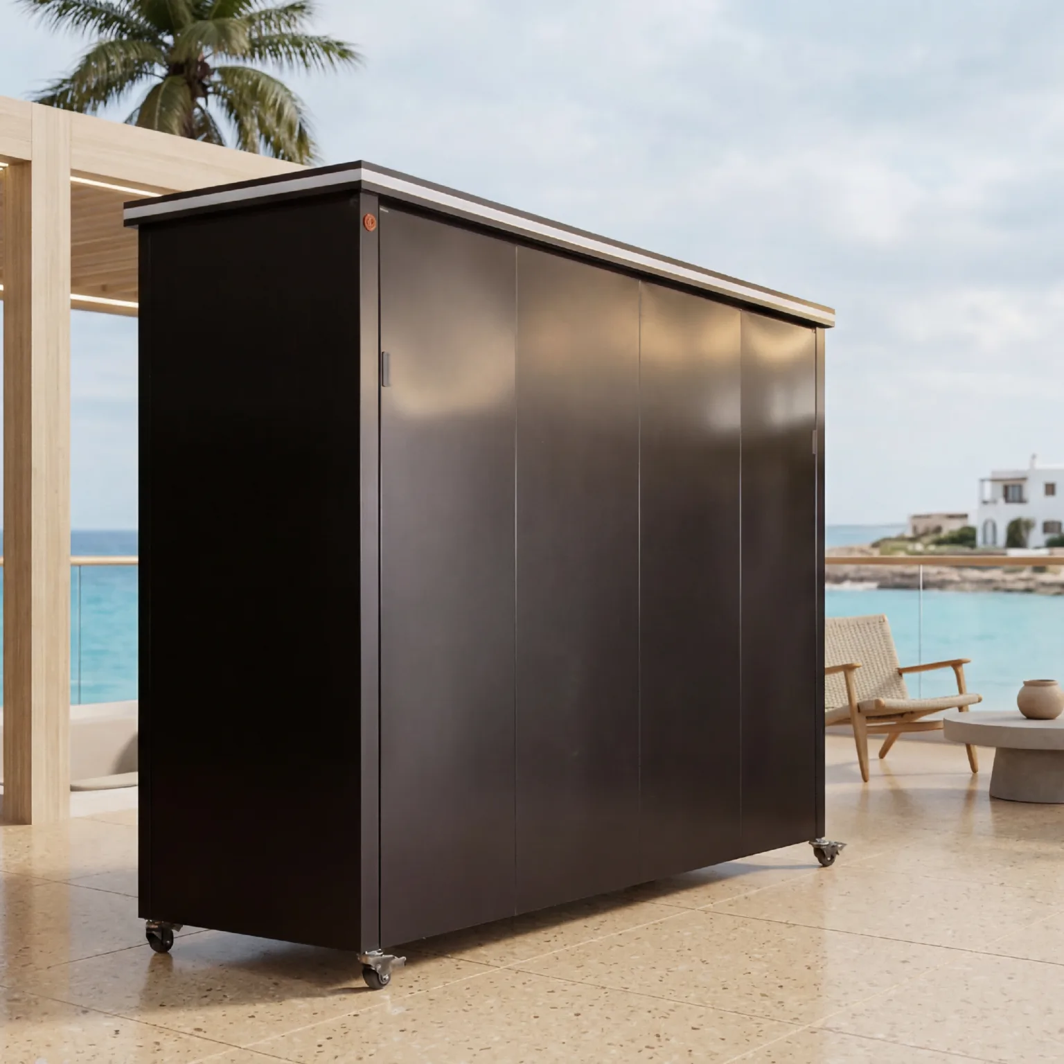 Luxury Model Outdoor Kitchen with Motorized Lift-Up Door & Triple-Fuel Grill