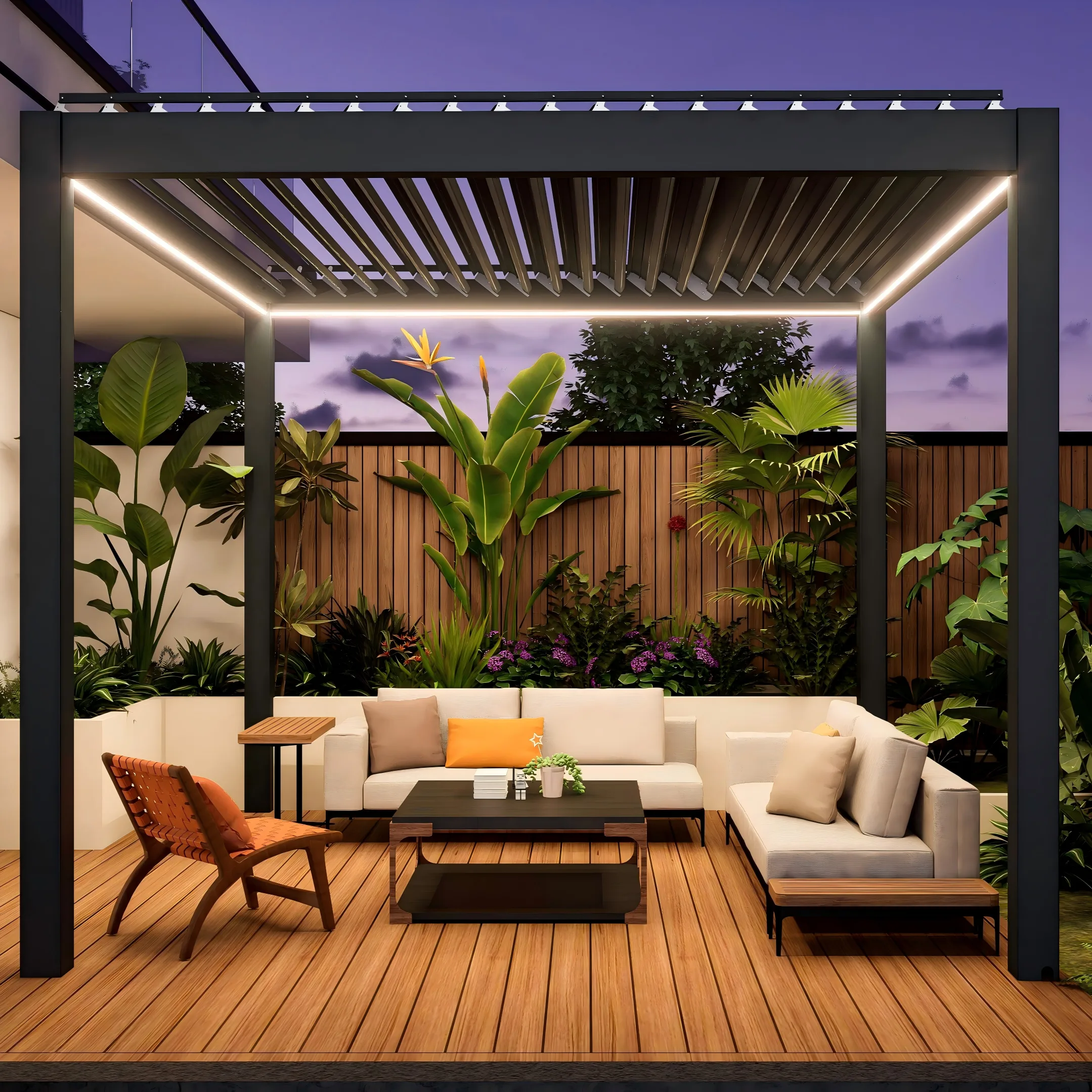 Motorized aluminum louvered pergola from Meta Lifestyle